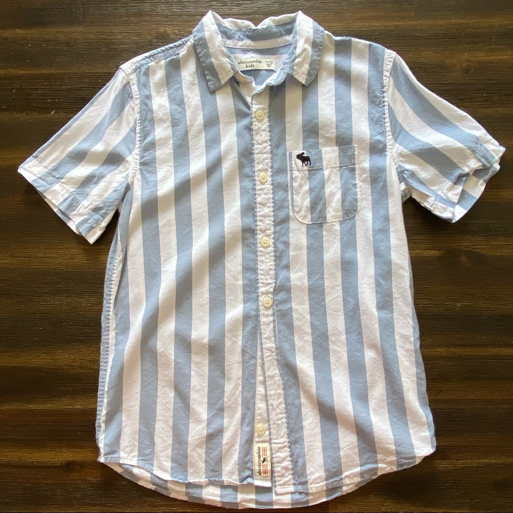 Abercrombie Boys Denim Stripe Short Sleeve Shirt